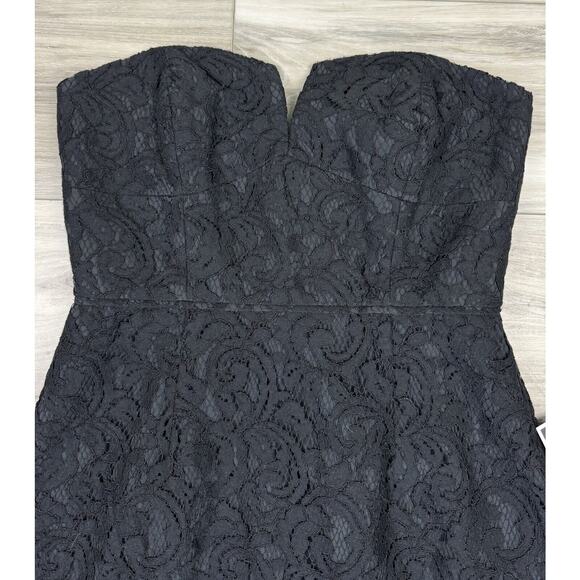 $228 J. Crew Women's 4 Black Lace Cathleen Strapless Sweetheart Sheath Dress NWT - Picture 3 of 5